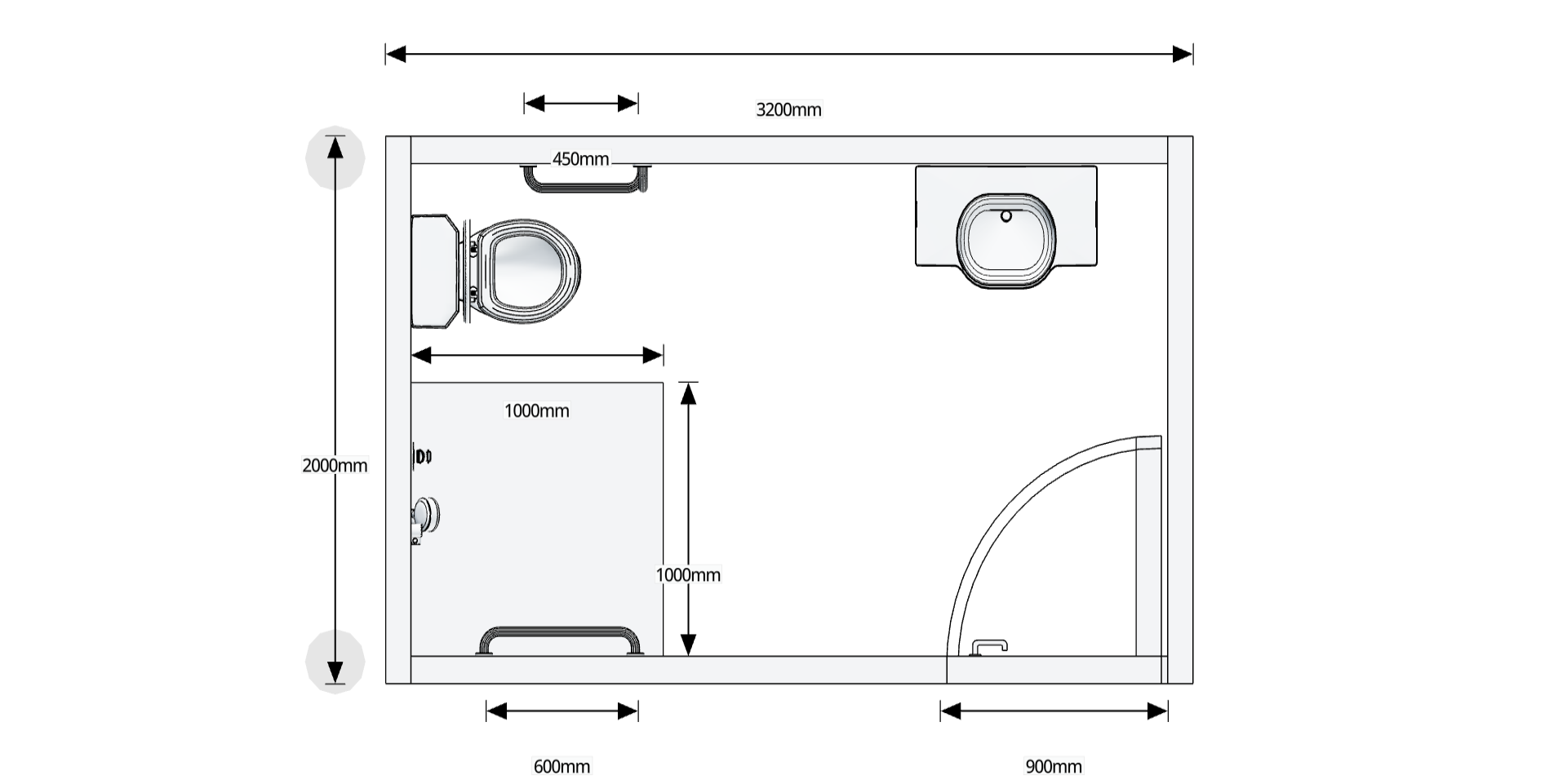 Accessible bathroom modification designed by an Occupational Therapist using OT Sketch